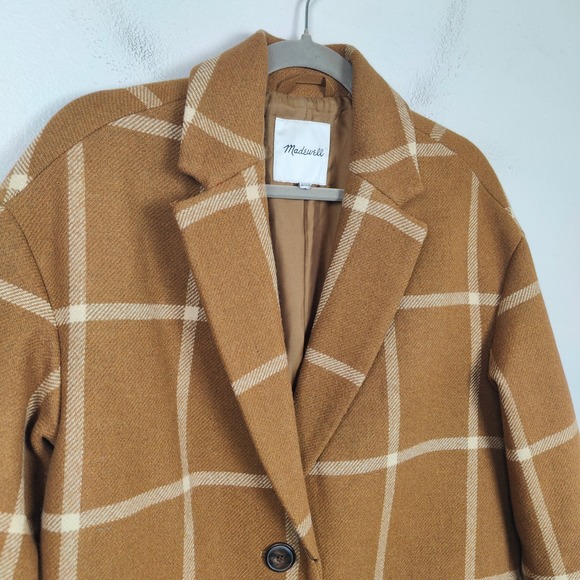Madewell Windowpane Elmcourt Coat Womens Small Insuluxe Fabric Dried Cedar - Picture 3 of 11